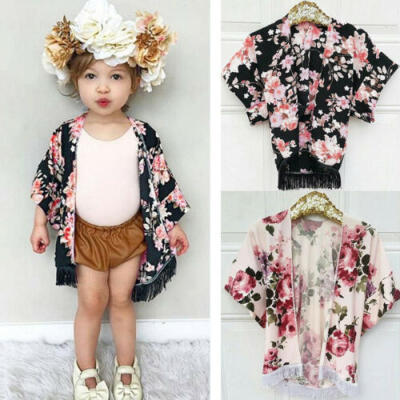 

US Stock Kids Baby Girls Floral Cover UP Kimono Cardigan Shawl Outfits Clothes