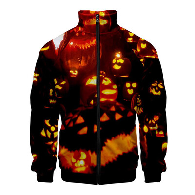 

Toponeto Mens Halloween Print Zipper Sportswear Long Sleeve Coat Jacket Outwear