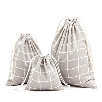 

Small fresh storage bag wholesale cotton&linen gingham pocket bag DrawString tea gift bag Cotton Bunch Pocket Travel