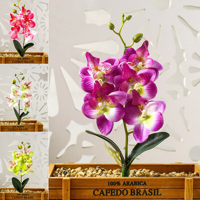 

Artificial Flower Phalaenopsis Floral Fake Potted Plant Bonsai Home Office Decor