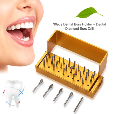 

30 Holes Dental Burs Holder Dental Diamond Burs Drill High Speed Block Alloy Autoclavable Box