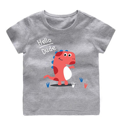 

Summer Boys Cartoon Dinosaur O-Neck Basic T-shirt Cute Children Casual Tops