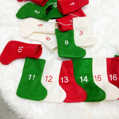 

New Hot Non-Woven Calendars 24 Days Countdown Christmas Stockings Christmas Candy Gift Bag For Holiday Party Christmas Decorations