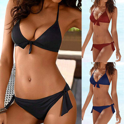 

Roseonmyhand Women Swimsuit Push Up Swimwear Brazilian Bikini Set Halter Retro Beach Bathing Suits