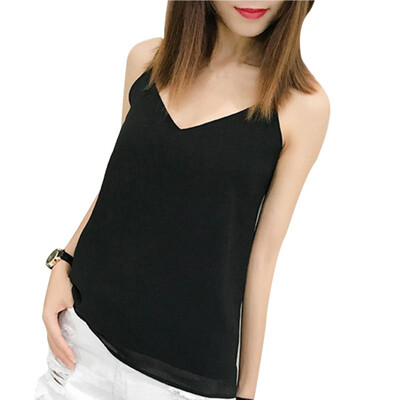 

Summer Casual Sleeveless Shirt Solid Color Loose Tunic Tops