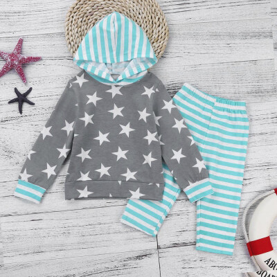 

2pcs Toddler Baby Boy Girl Clothes Set Star Print Hoodie TopsPants Outfits