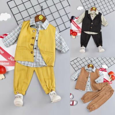 

1-5Y Newborn Baby Boys Wedding Formal Tuxedo Suit Vest Trousers Shirt Outfits CA