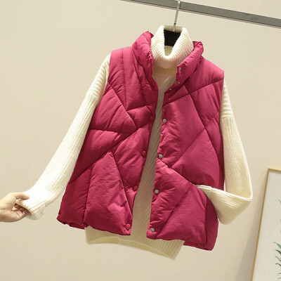 

Toponeto Womens Winter Warm Outwear Stand Neck Sleeveless Pockets Vintage Oversize Coats