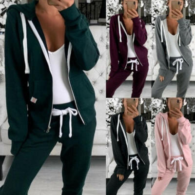 

Autumn Winter Fashion Women Zipper Hooded Sweatshirt Long Sleeve Outwear Hoodie Plain Jacket Coat Tops