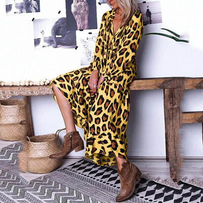 

Tailored Womens Dress Autumn&Winter Long Sleeved Casual Leopard Print Dress