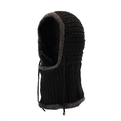 

Tailored Men Women Warm Crochet Winter Plus Velvet Thickening Slouchy Siamese Collar Hat