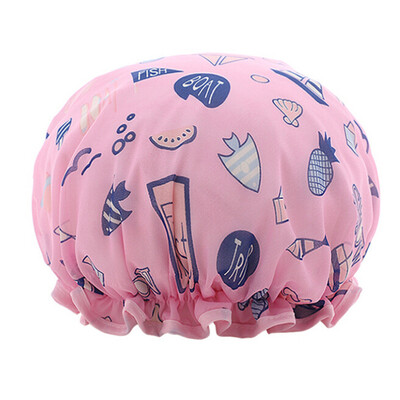 

Gobestart Printing Color Shampoo cap Double Layered Waterproof Shower Hat Bathing Cap
