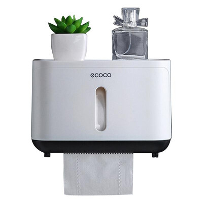 

Ecoco Paper Towel Dispenser Wall Mounted Paper Towel Holder Dispenser Bathroom Coreless Toilet Tissue Dispenser Garbage Bags Dispe