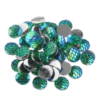 

50pcsLot 10mm Resin Fish Scale Rhinestones Charms Fittings for DIY Jewelry