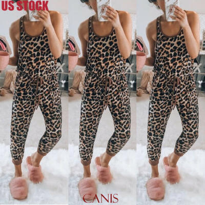 

US Womens Ladies Boho Leopard Print Jumpsuit Evening Party Playsuit Trousers