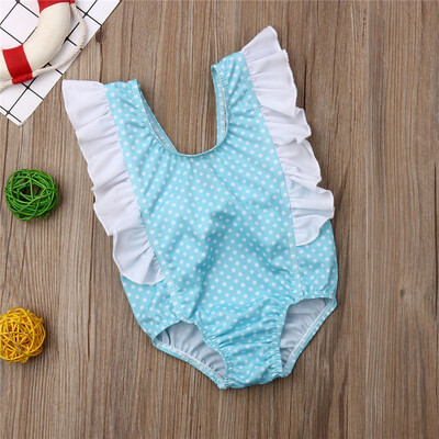 

Toddler Baby Girl Swimwear Bow Ruffle Sleeve Romper Swimsuit Beach Outfit