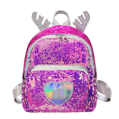 

Heart Sequins Travel Backpacks Women Glitter Small Shoulder School Bags