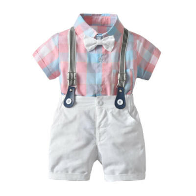 

US 2PCS Newborn Baby Boy Gentleman Outfit Clothes Shirt Tops Bib Pants Jumpsuit