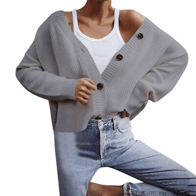 

Toponeto Women Long Sleeve Knitwear Open Front Button Cardigan Sweaters Outerwear