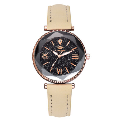 

Star watch high quality PU leather trend quartz watch Korean version of the new fashion Roman digital watch