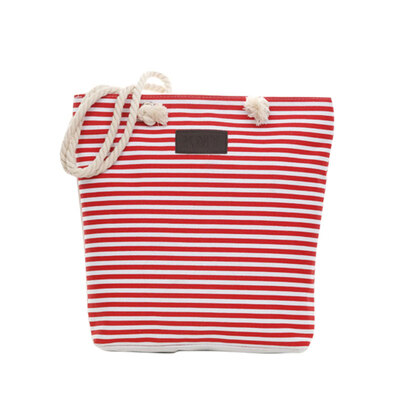 

Hemp Rope Handbangs Single Women Girls 2019 Portable Canvas Female Korean Version Striped Beach Bag Shoulder Ladies Zipper Bag