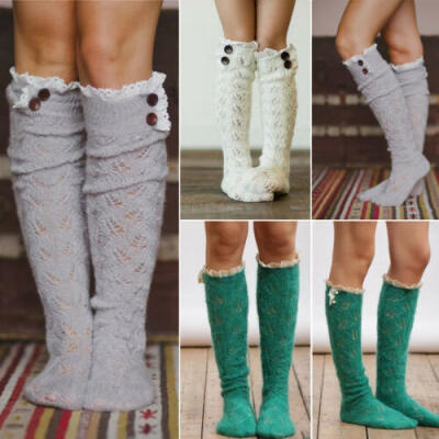 

Women Knitted Over Knee Socks Girls Warm Thigh High Winter Stockings Casual