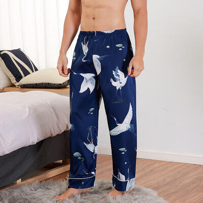 

Fashion Print Pattern Mens Imitation Silk Pajamas Pyjamas Pants Sleep Bottoms For Spring Autumn