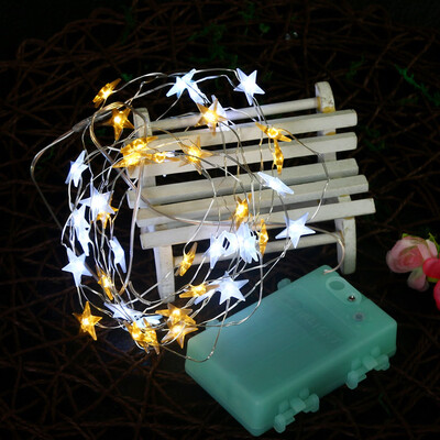 

Gobestart 40LED Stars Battery Power String Bendable Copper Wire String Christmas Light