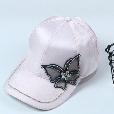 

New trendy personality fashion butterfly silk cotton hat Korean version of male&female retro couples duck tongue cap wholesale