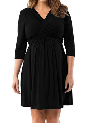 

Simple&Graceful Pure Color Loose Maternity Dress