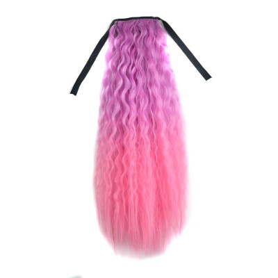 

Gobestart Gradient Color Ribbon Wavy Curly Long Ponytail Horsetail Clip Hair Extensions