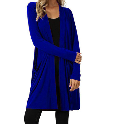 

Toponeto Womens Open Front Fly Away Cardigan Sweater Long Sleeve Plus Pockets Loose Drape