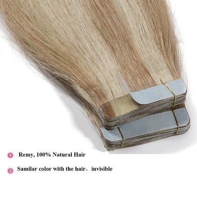 

Tape in Human Hair Extensions Highlight Balayage Long Straight Seamless Skin Weft Glue in Hairpieces Invisible 40pcs