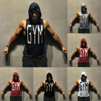 

NEW Men&39s Stylish Gym Sleeveless Hoodie Bodybuilding Tank Top Muscle hooded Shirt