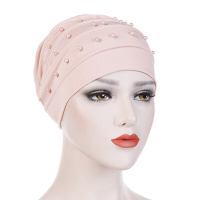 

Muslim Women Beads Elastic Turban Beanie Hat Cancer Chemo Cap Hijab Head Wrap India Hat