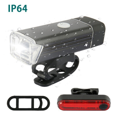 

USB Rechargeable Bicycle Lights Set Powerful Lumens LED Bike Headlight with Bicycle Tail Light