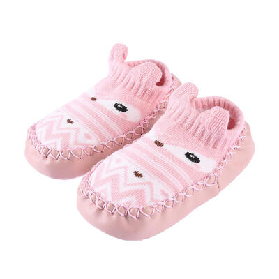 

Baby Infant Knitted Ear Indoor Home Floor PU Sole Anti-Slip Shoes Socks