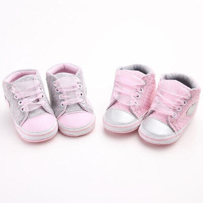 

Baby girl Infant Toddler Polka Dot Anti-slip Soft Sole Lace Up Shoe Crib Shoes