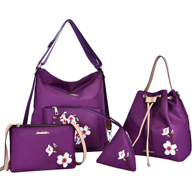 

Tailored Embroidery Fashion Bucket Bag Tote Shoulder Crossbody Bag For Women Girls 4Pcs