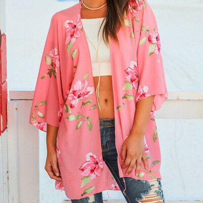 

Fashion Women Floral Loose Kimono Cardigan Boho Chiffon Coat Jacket Blouse