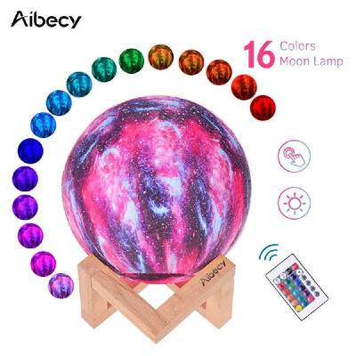 

Aibecy LED Moon Lamp Moon Night Light 3D Printed Large Lunar Lamp with Stand USB Cable 16 Glowing Colors Remote Control & TouchCon
