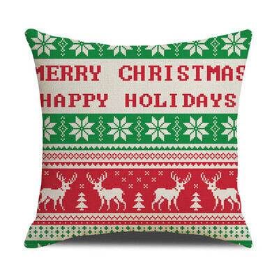 

Siaonvr Christmas Linen Skin Pillow Case Pillow Cushion Elk Snowflake Print 45×45CM