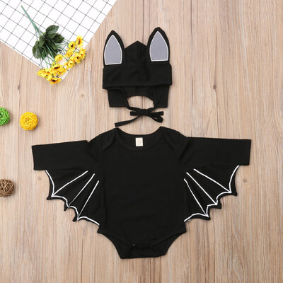 

My 1st Halloween Newborn Baby Boy Bat Romper BodysuitHat 2Pcs Cosplay Outfit