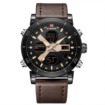 

NAVIFORCE 9132 Waterproof Sports Mens Quartz Wristwatch Watch With Leather Strap