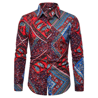 

Tailored Mens Summer Fashion Business Leisure Printing Long-sleeved Shirt Top Blouse