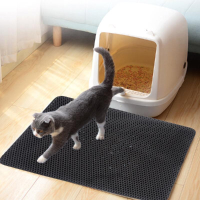 

Cat Litter Mat EVA Black Double Layer Cats Litter Trapper Mats Waterproof Bottom Layer