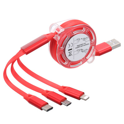 

3-in-1 Noodle Design Charging Cable Data Cable MicroUSB Type-C Lightening Charge Data Transfer Cable for iPhone Android Samsung Xi