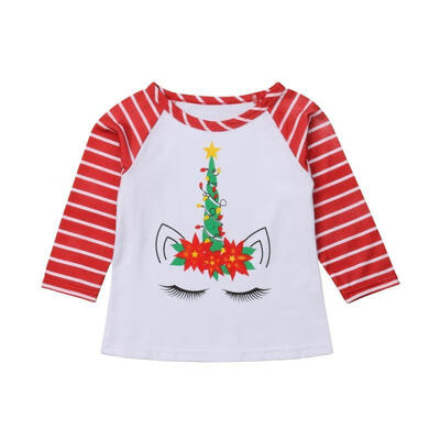 

Christmas Kids Boy Girls Fashion Cartoon Aniaml Deer Printed Crew Neck T-Shirts Shirts & Tops Clothing Tee