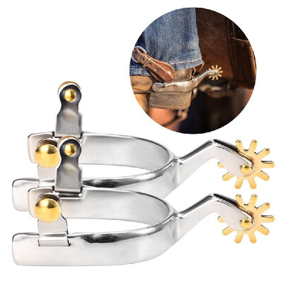 

Western Horse Spurs Stainless Steel with Copper Rowel Anti-rust Horse Racing Equipment