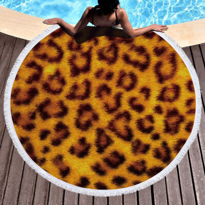 

Toponeto 1 PC Round Beach Pool Home Shower Towel Blanket Table Cloth Yoga Mat Leopard